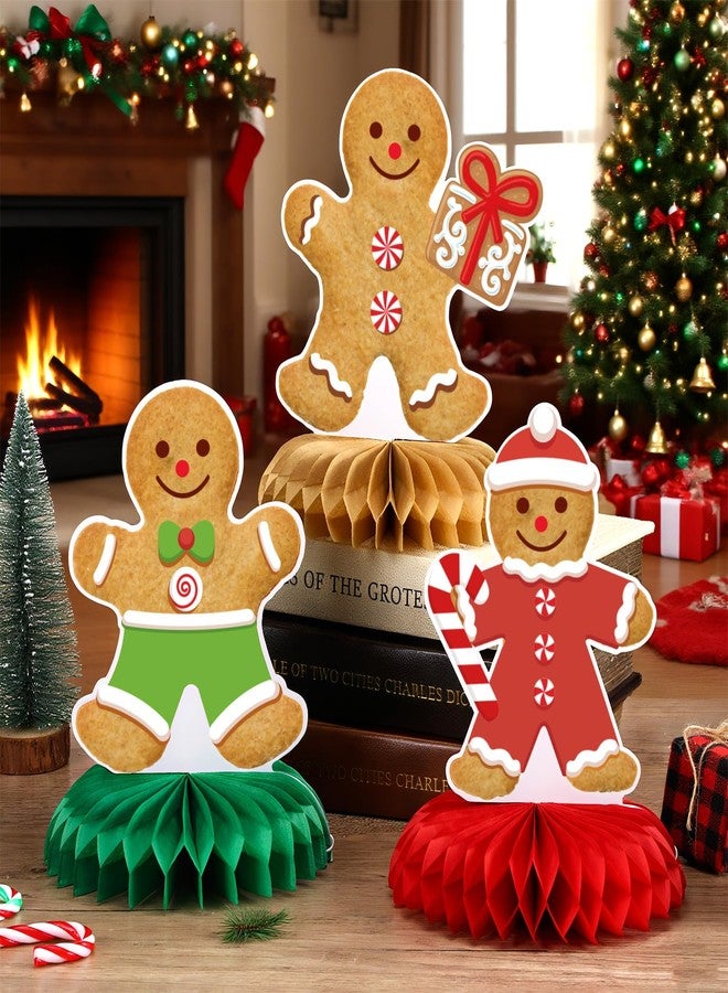 Weekgrat 12 Pcs Christmas Gingerbread Man Honeycomb Centerpieces Gingerbread Man Party Table Centerpieces Christmas Party Decorations for Xmas Winter Home Office Birthday Supplies - Image 3